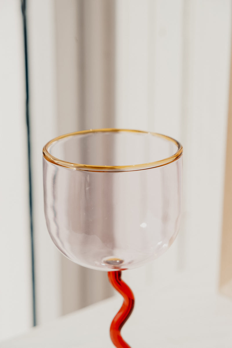 Yana Pink and Amber Swirl Cocktail Glass