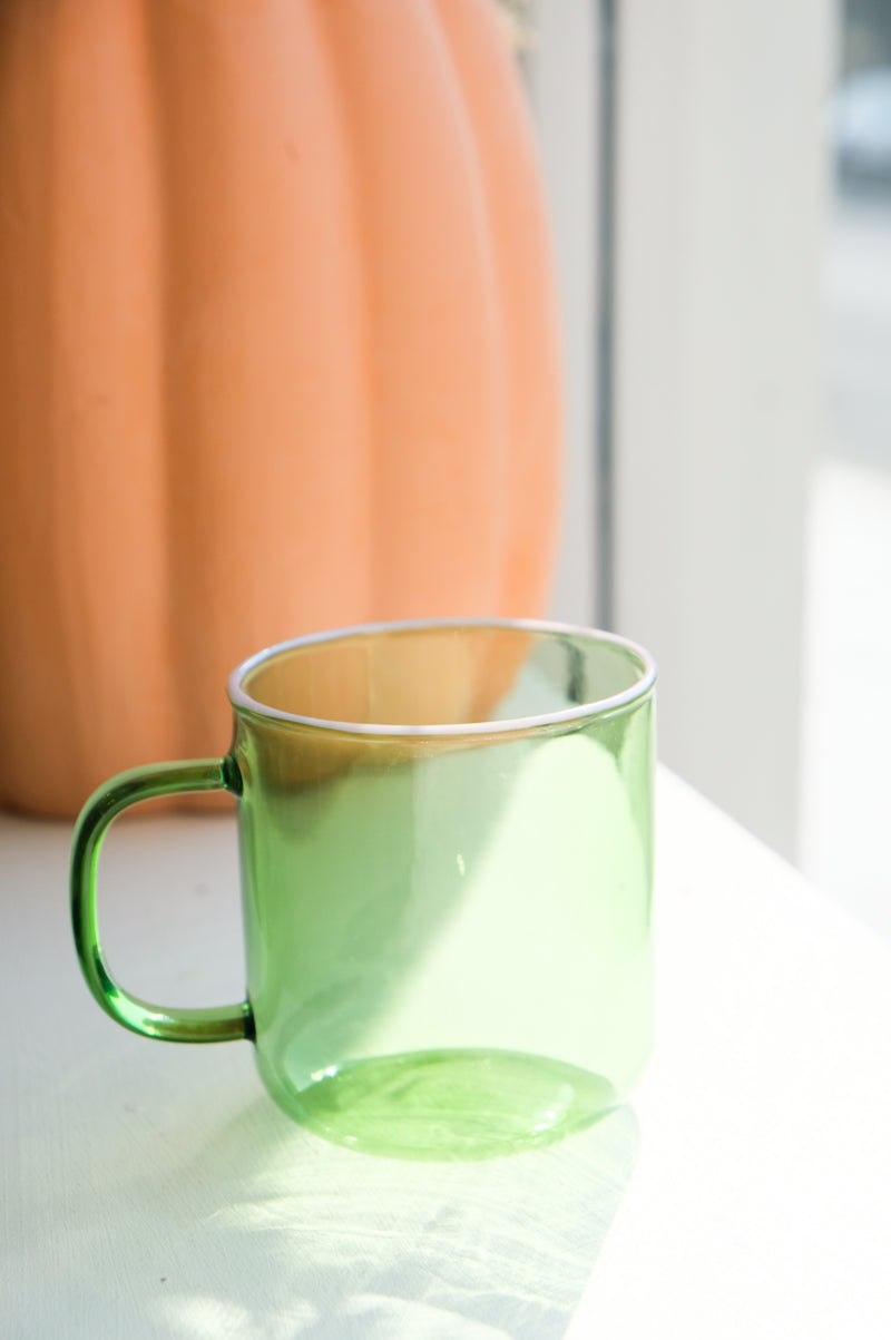 Marlowe Pink and Green Borosilicate Glass Cup Mug