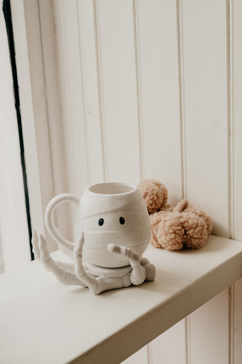 Sloan Skeleton Matt White Hand Candle Holder / Mug Coaster
