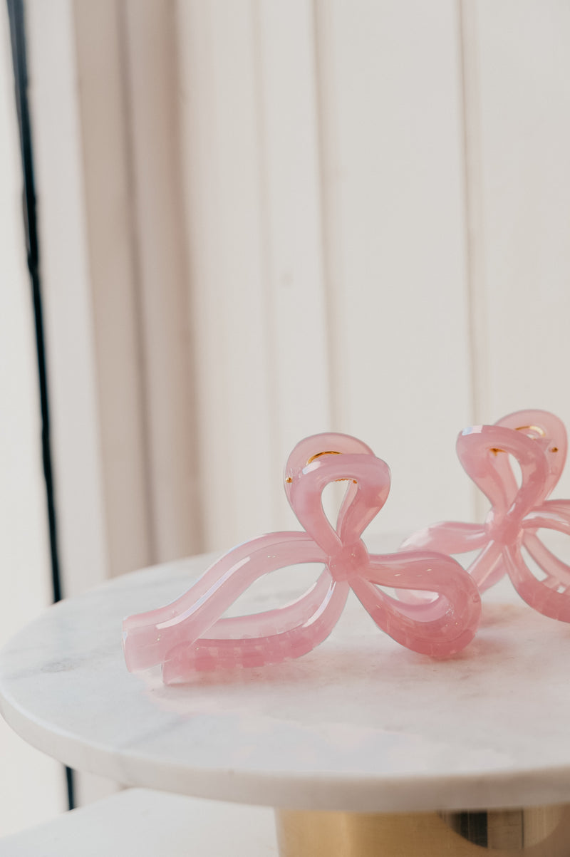 Erin Jelly Pink Extra Strong Grip Bow Claw Clip