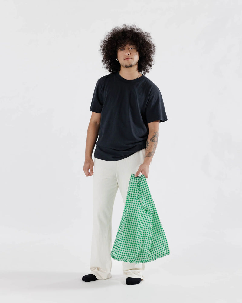 Green Gingham Reusable Shopper Bag