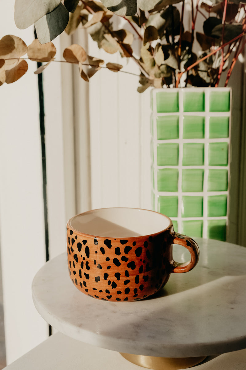 Clare Leopard Print Cappuccino Ceramic Coffee Mug