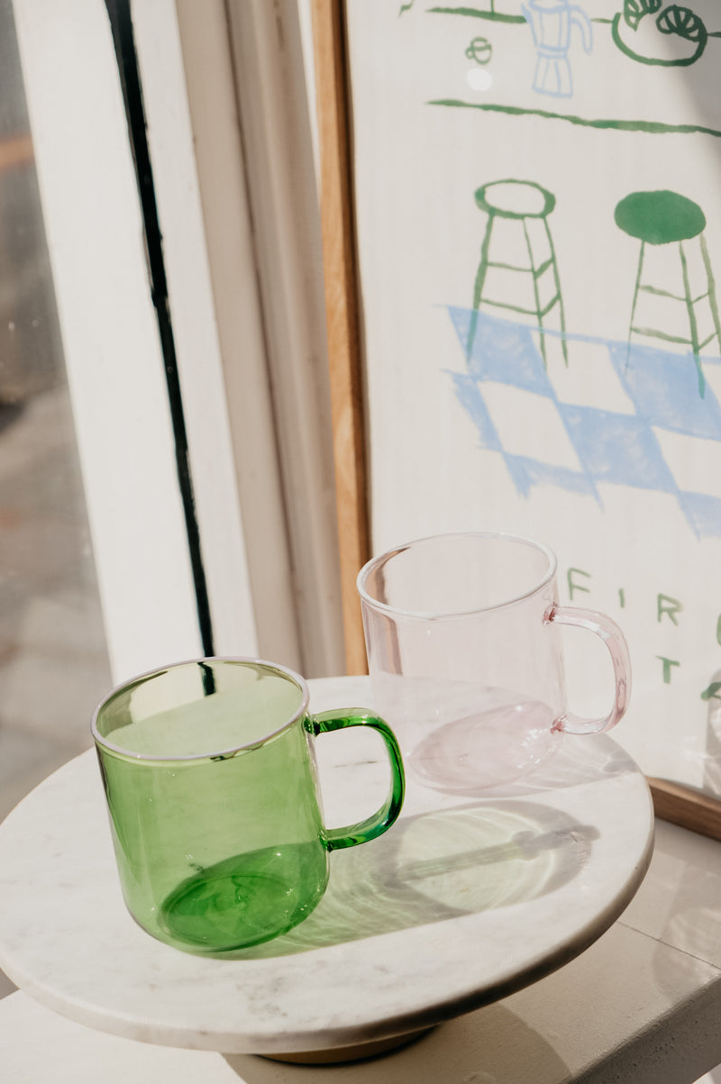 Marlowe Pink and Green Borosilicate Glass Cup Mug