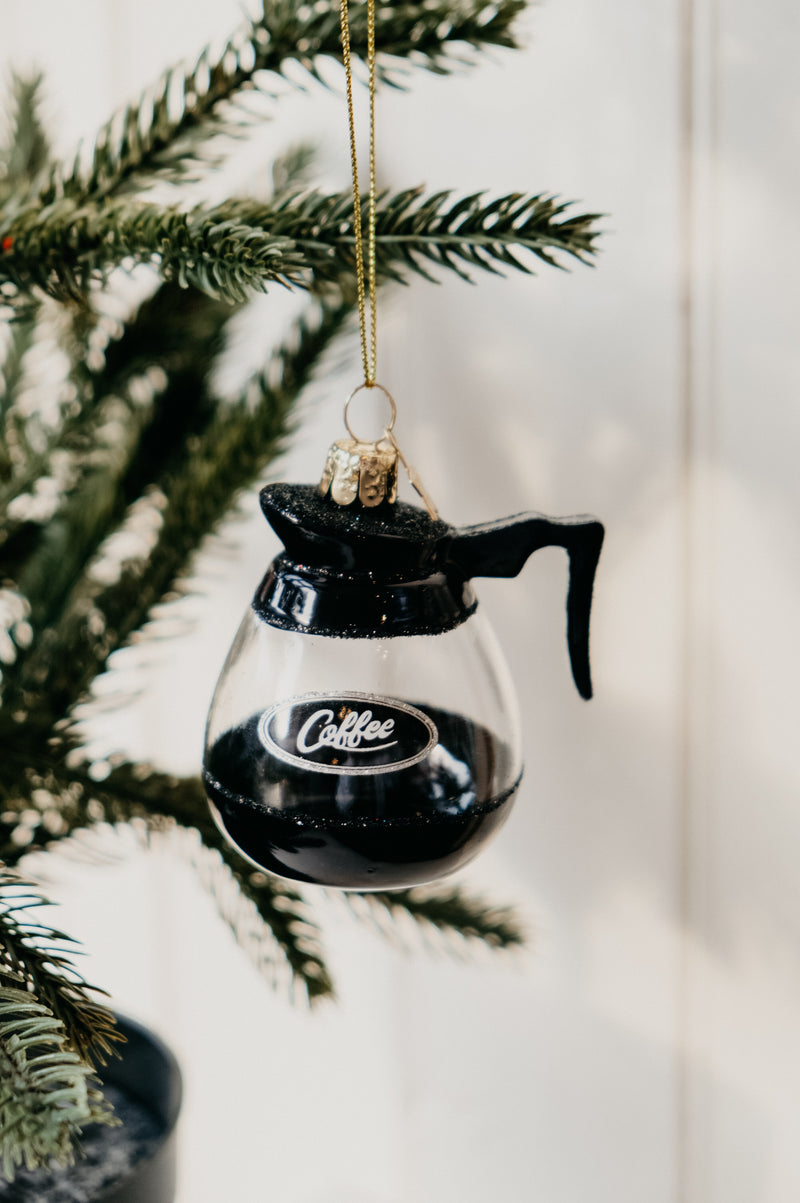 Lukes Gilmore Inspired Coffee Server Glitter Glass Christmas Tree Bauble