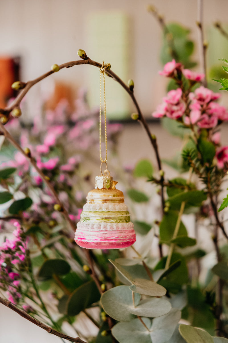 Pastel French Macaron Glass Easter Ornament Decor