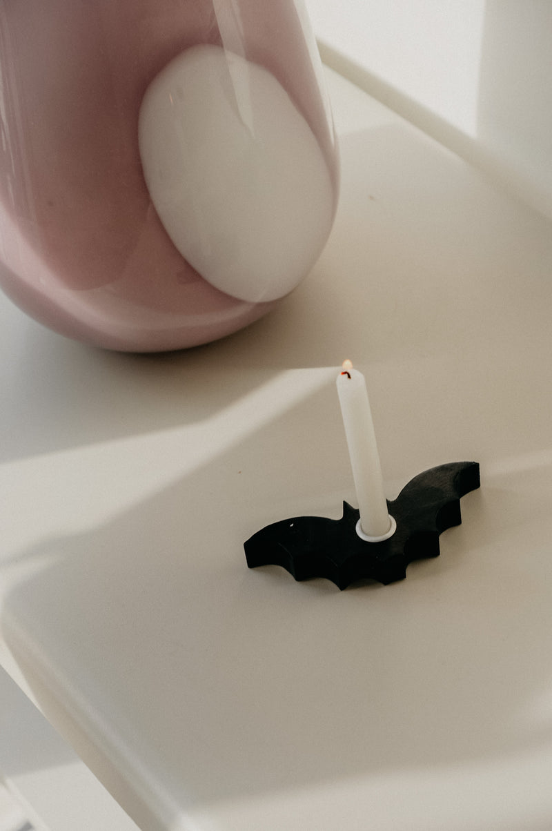 Bernie Bat Black Halloween Autumn Candle Holder