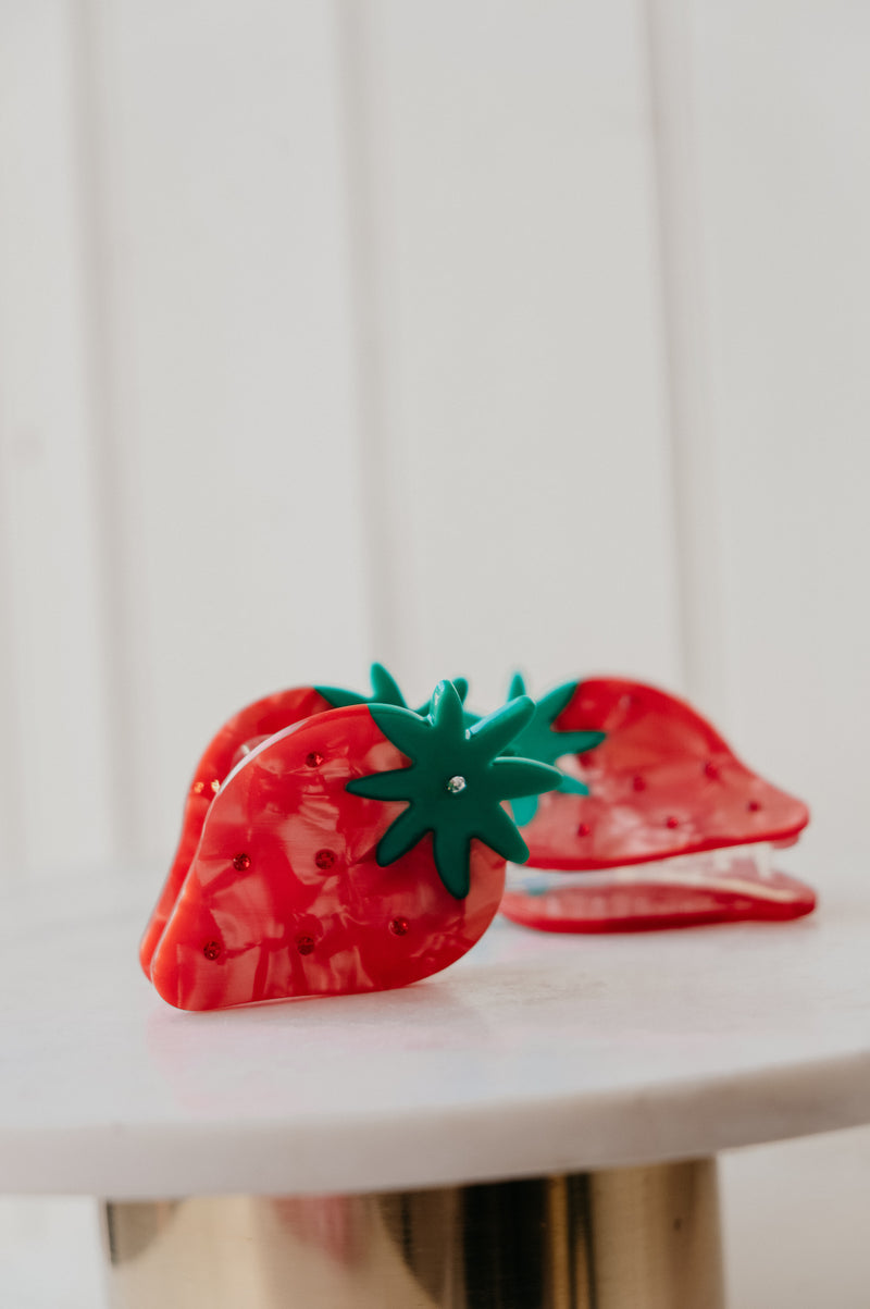 Beckie Red Strawberry Diamantes Hair Claw Clip