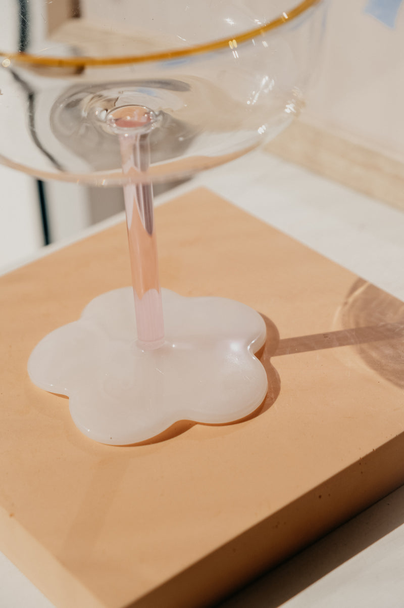 Elise Pink and Milky White Flower Coupe Cocktail Glass