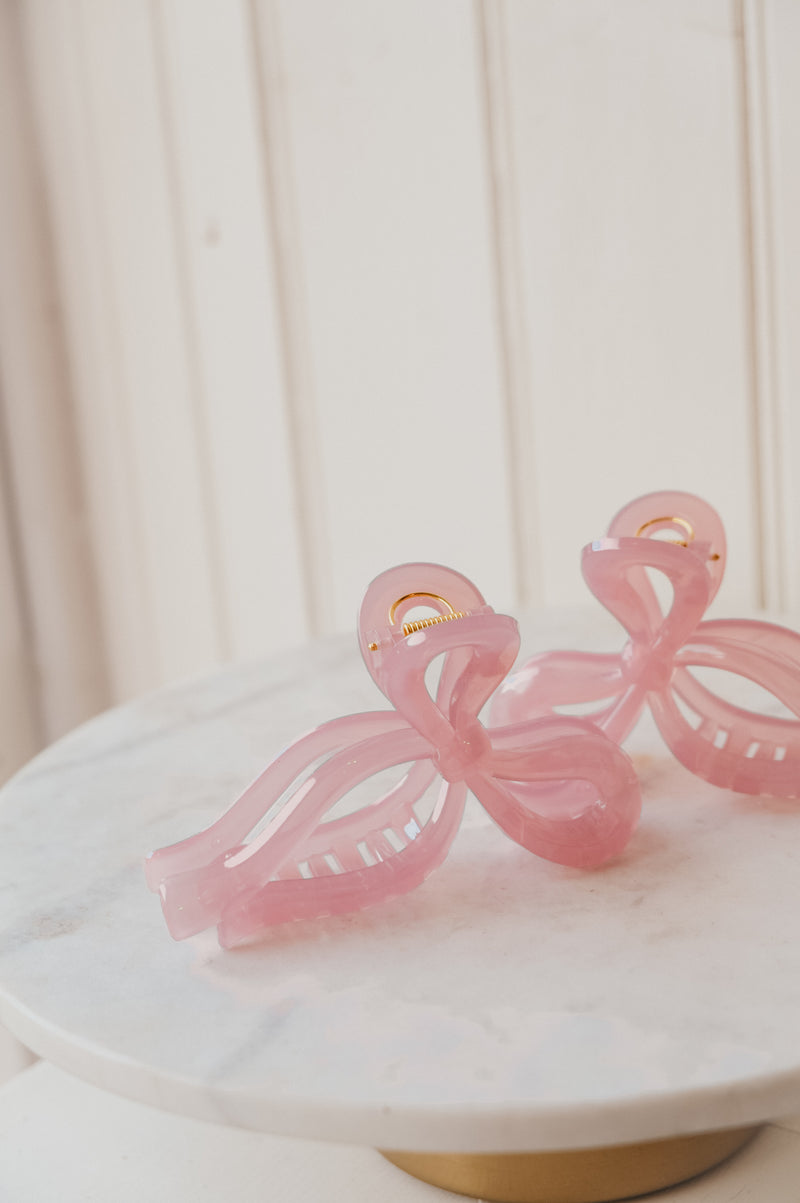 Erin Jelly Pink Extra Strong Grip Bow Claw Clip