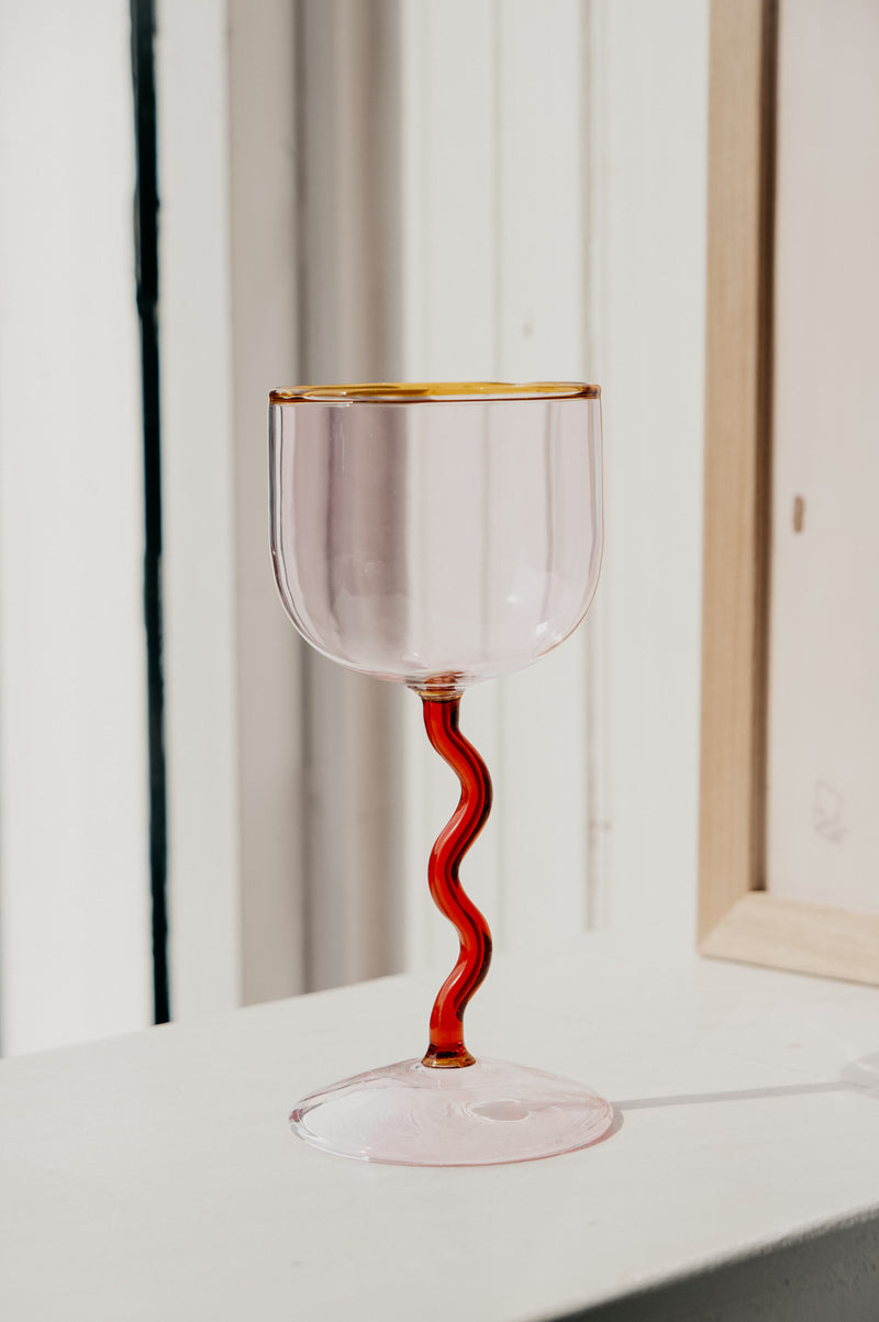 Yana Pink and Amber Swirl Cocktail Glass
