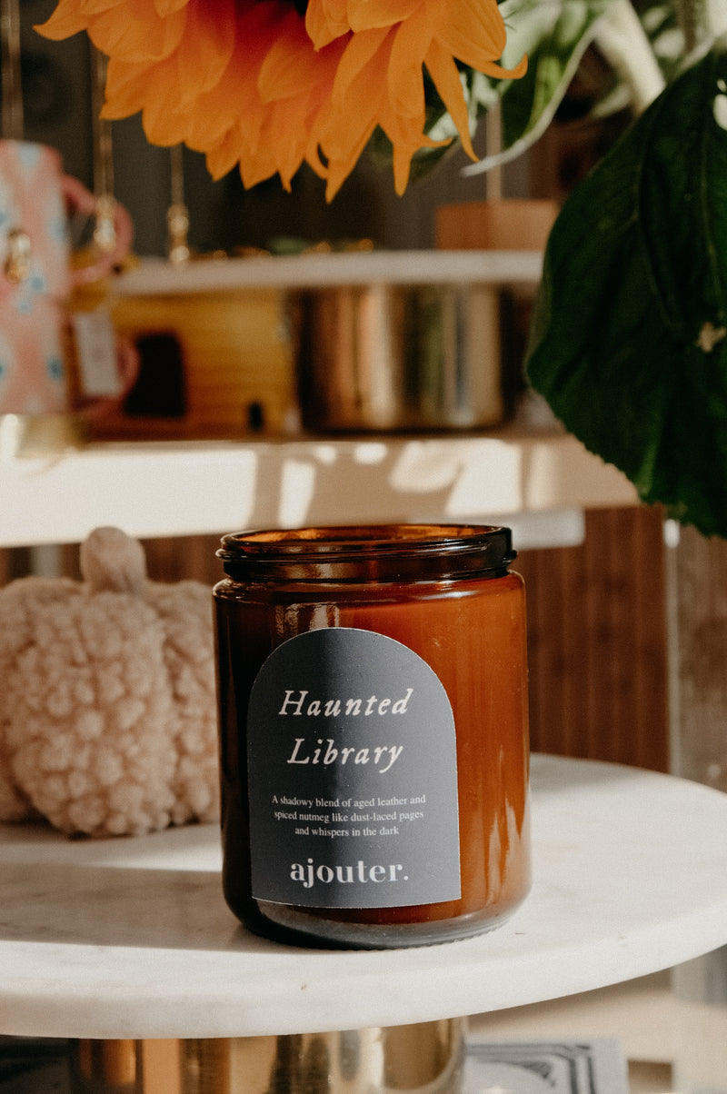 Haunted Library Autumn Halloween Candle