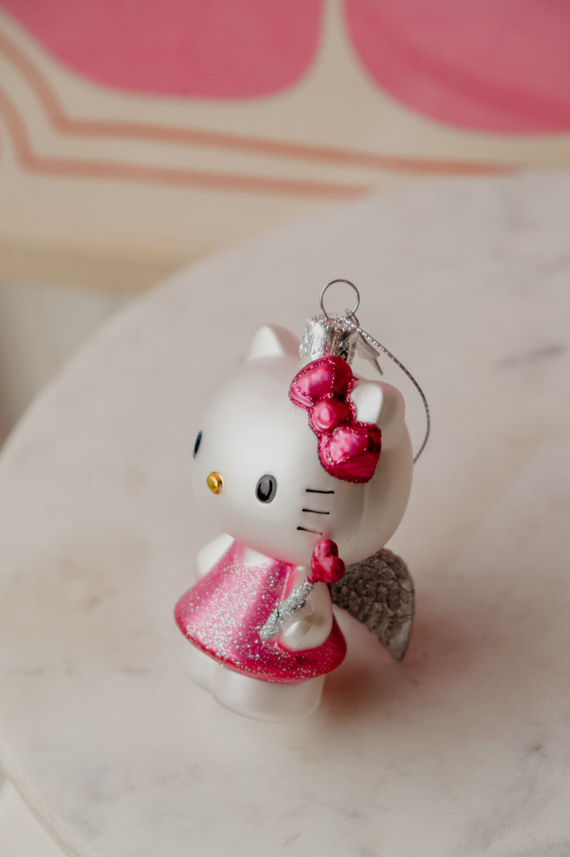 Hello Kitty Cupid Glitter Glass Ornament Christmas Tree Ornament Bauble