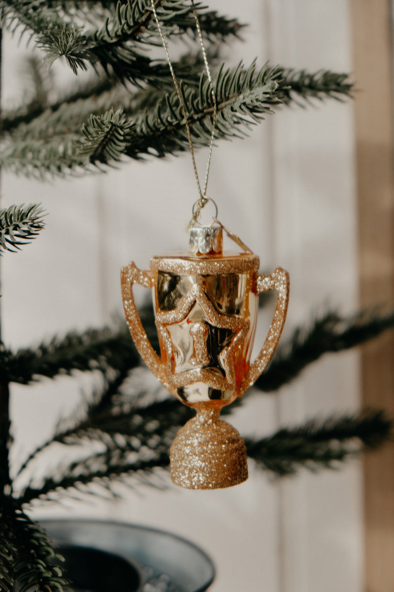 Franz F1 Gold Trophy Cup Glitter Christmas Bauble Ornament