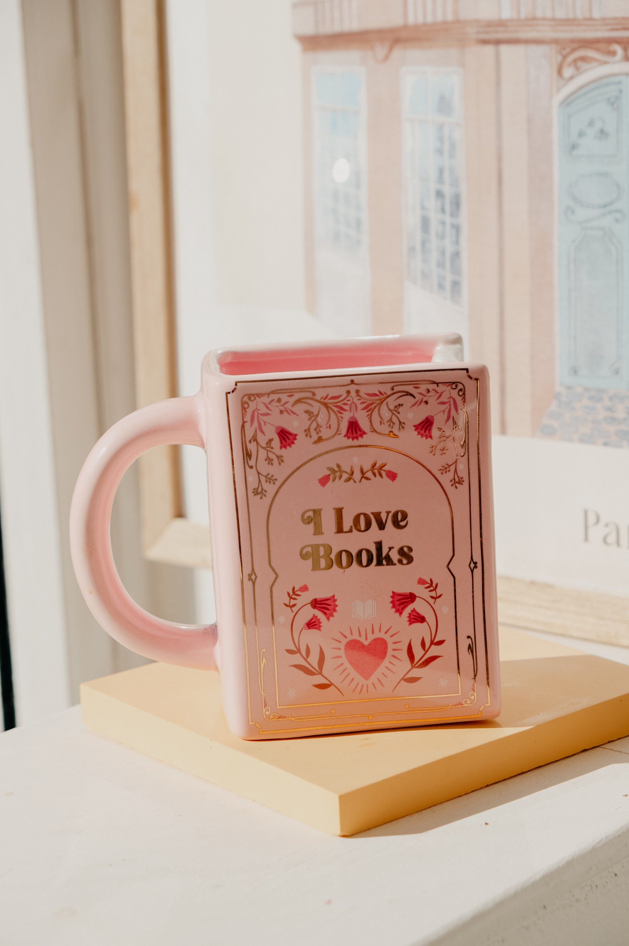 Bernie I Love Books Pink XL Mug