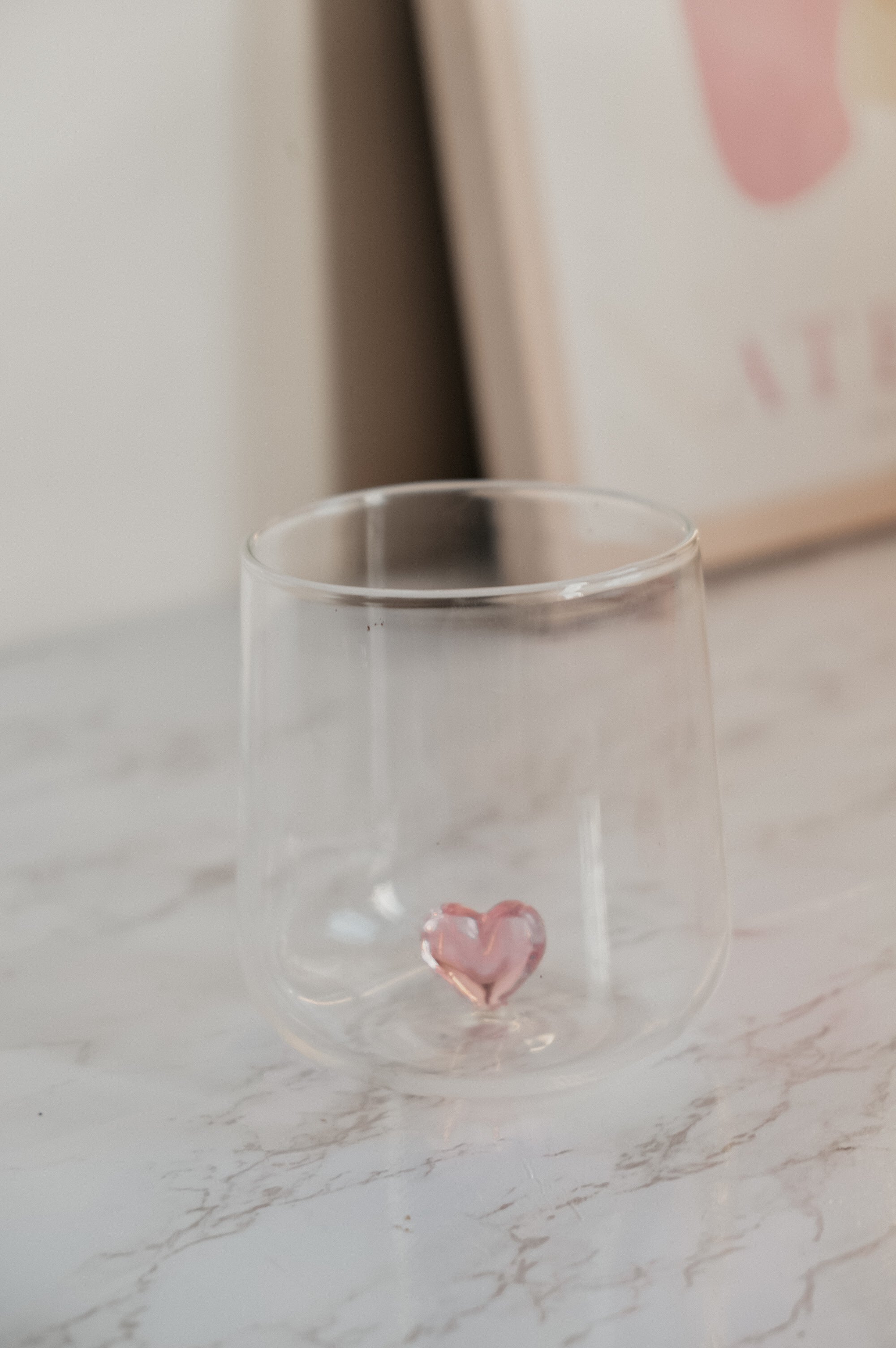Megan Pink Heart Glass