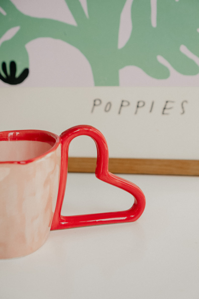 Zoia XL Red and Pink Love Heart Coffee Mug