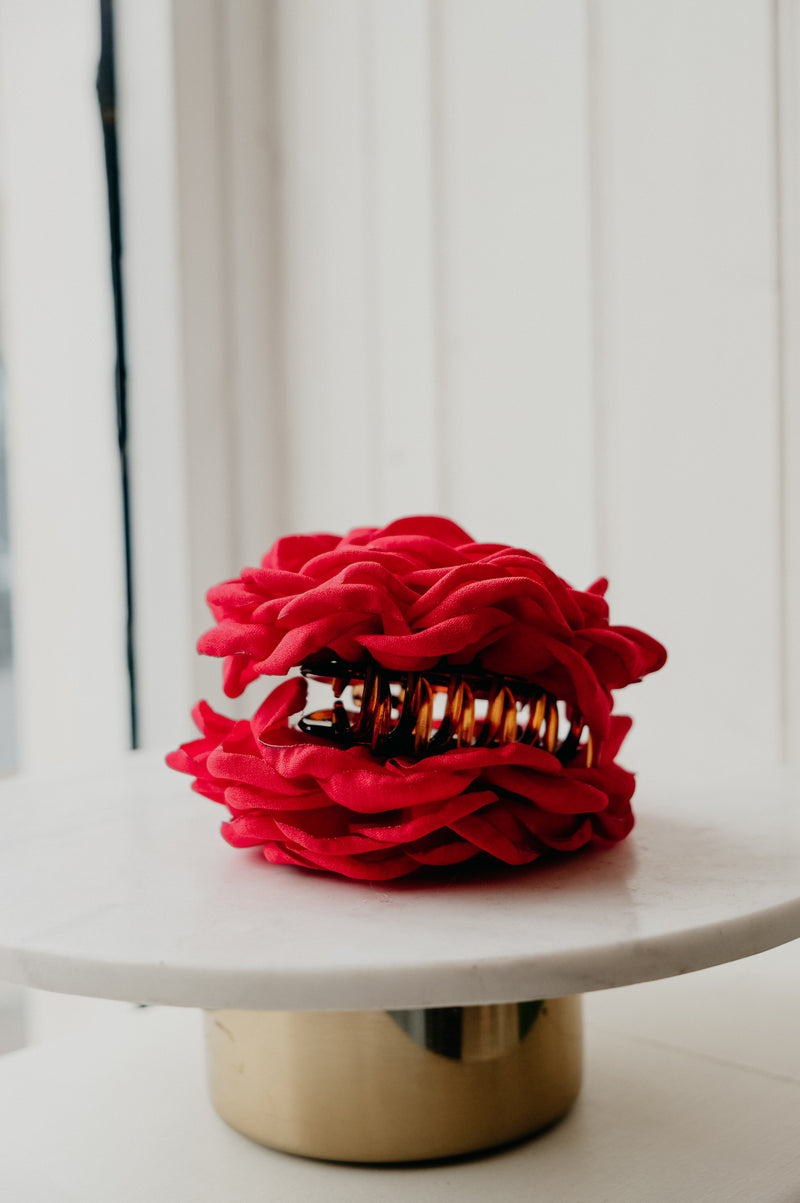 Alysa Red Rose Claw Clip