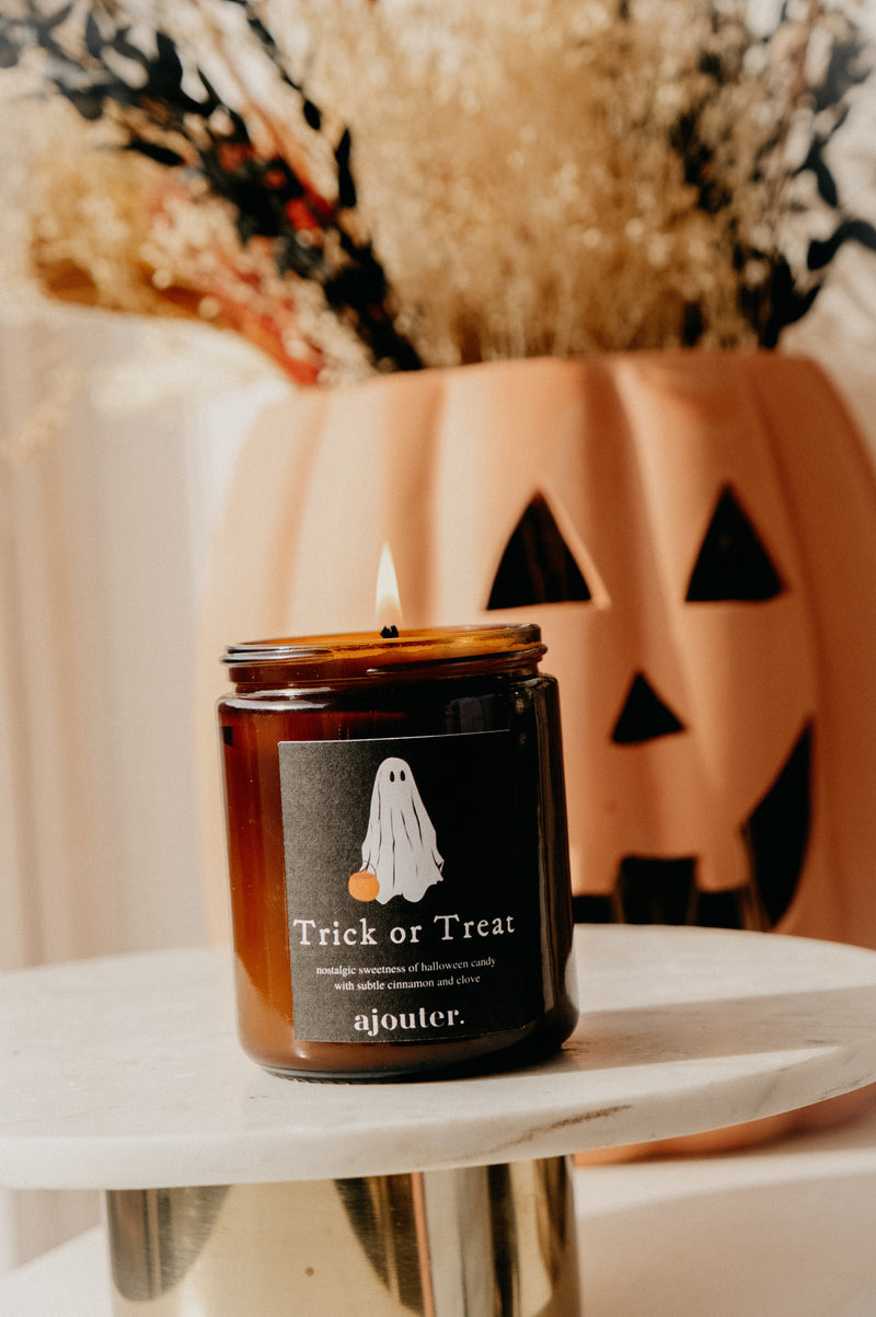 Trick or Treat Ghost Autumn Halloween Candle