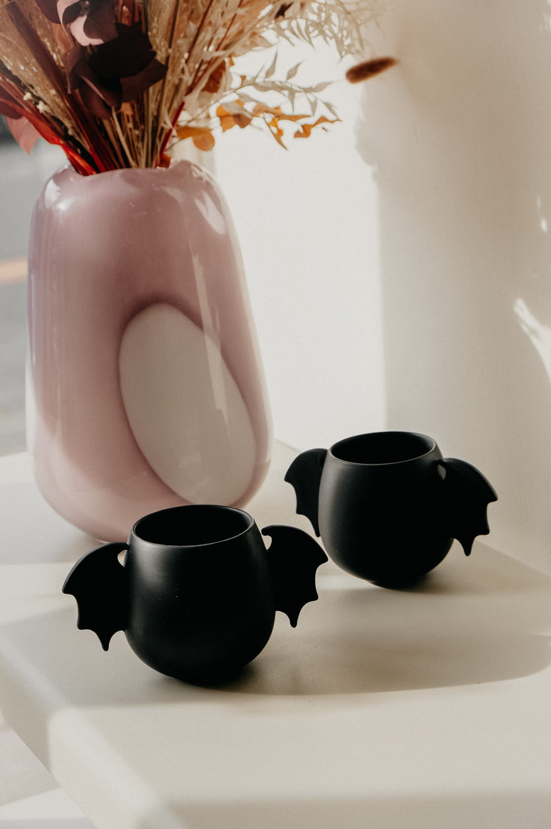 Benny Bat Wing Matt Black Halloween Mug