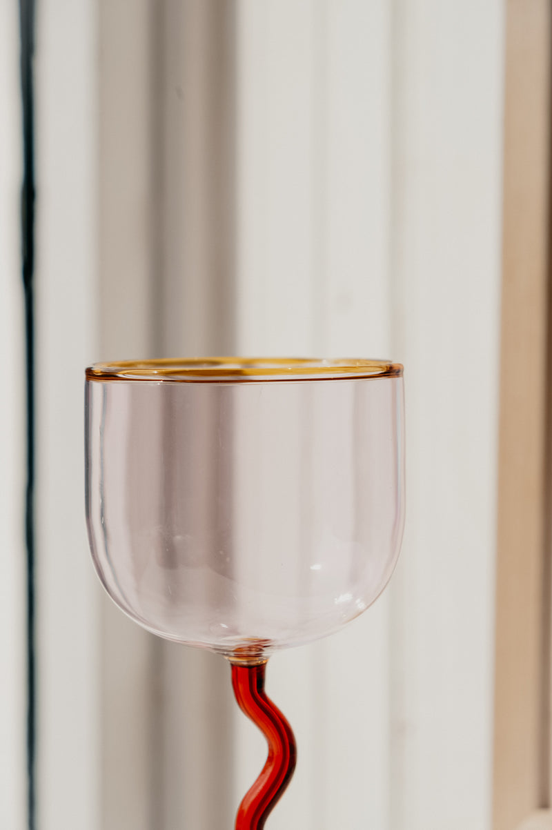 Yana Pink and Amber Swirl Cocktail Glass