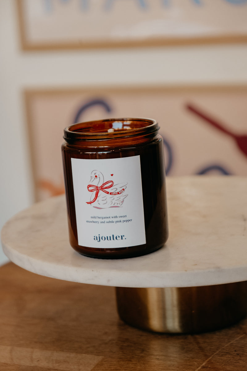 Swan Bow Valentines I Love You Soy Wax Candle
