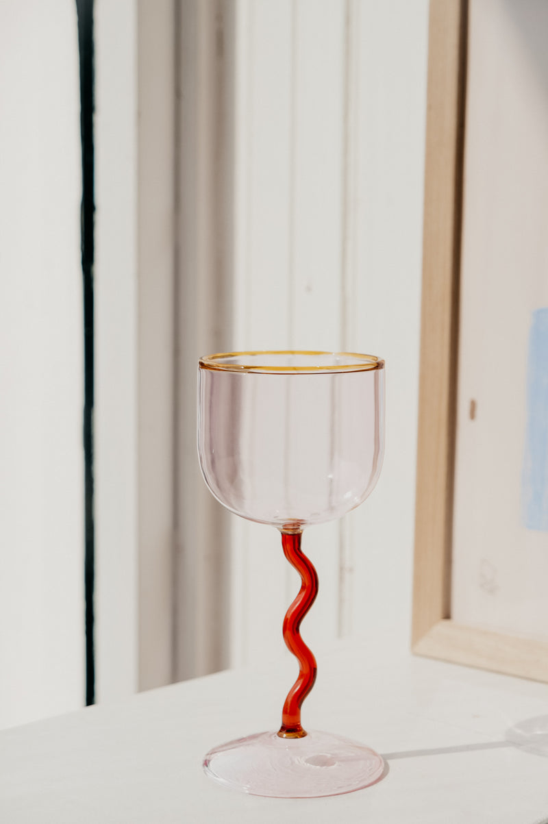 Yana Pink and Amber Swirl Cocktail Glass