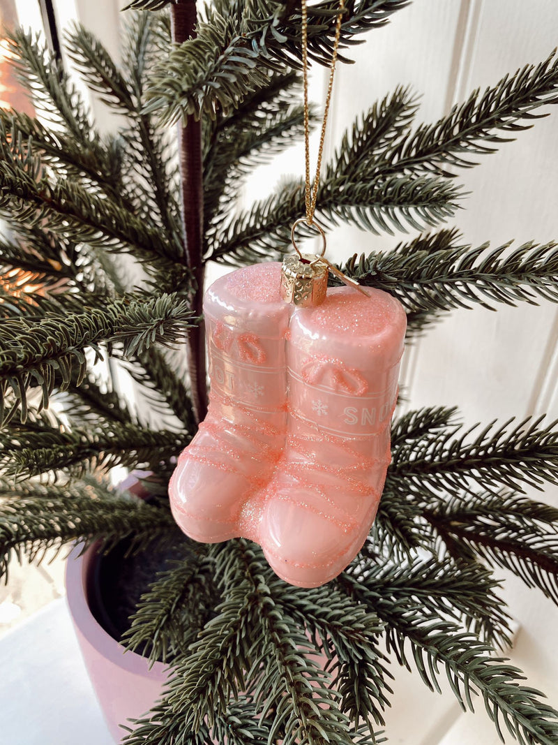 Lana Pink Glitter Ski Snow Boots Christmas Tree Bauble Ornament