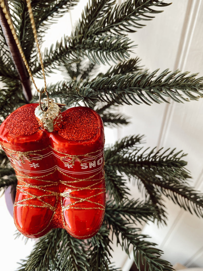 Kaia Red Glitter Snow Boots Christmas Tree Bauble Ornament