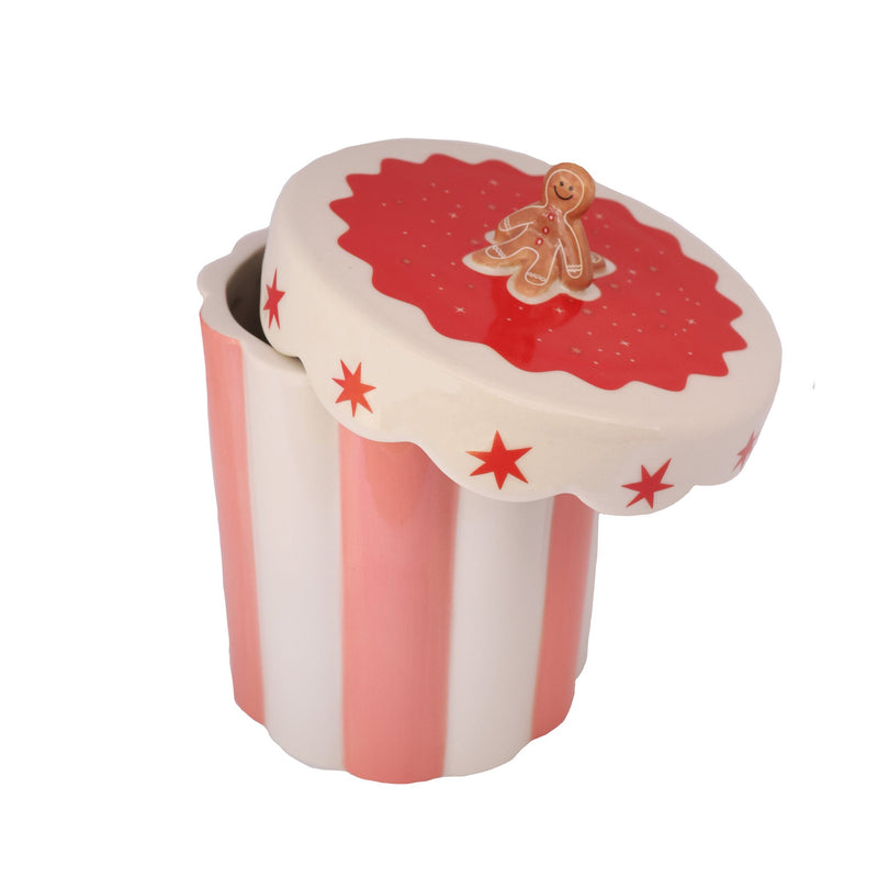 Alexia Gingerbread Pink and Red Stripe Jar