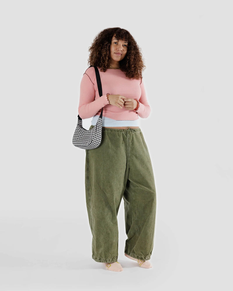 Black and White Checkered Crescent Bag