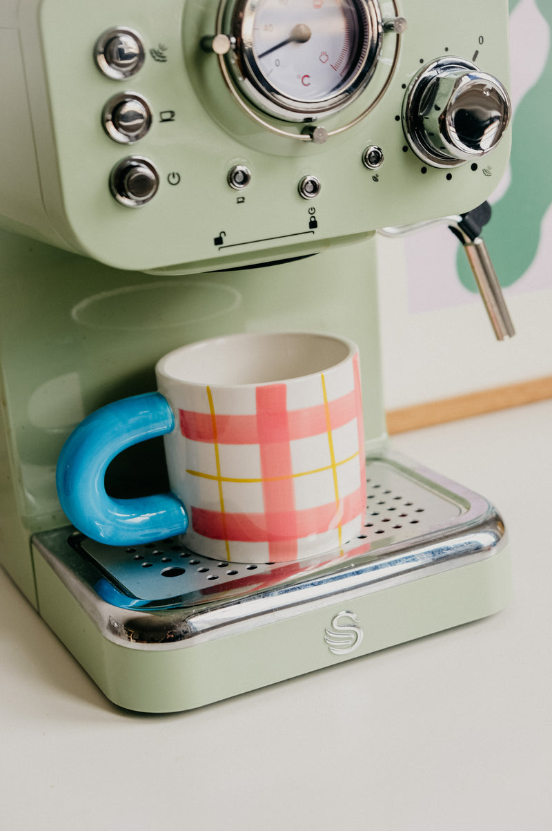 Zoey Pink and Yellow Check Mug