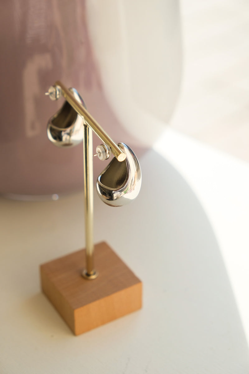 Kenni Sterling Silver Chunky Dome Teardrop  Earrings