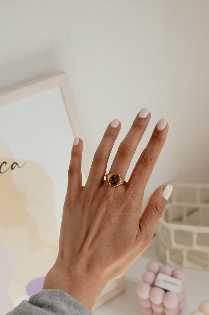 Yara Flowers Signet 18k Gold Plated Ring