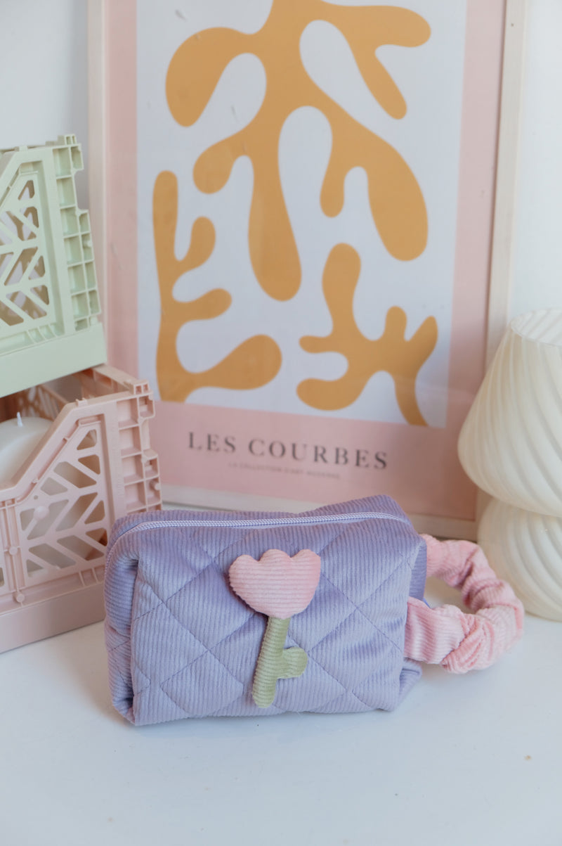 Tulip Flower Pastel Cord Beauty Bag - 3 colours available