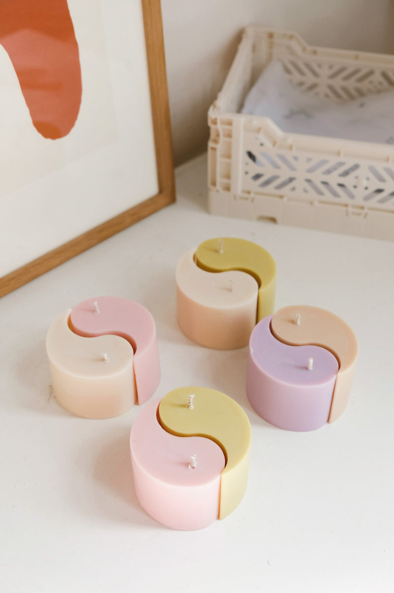 Ying Yang Handmade Vegan Soy Wax Candles - sold as 2 pieces