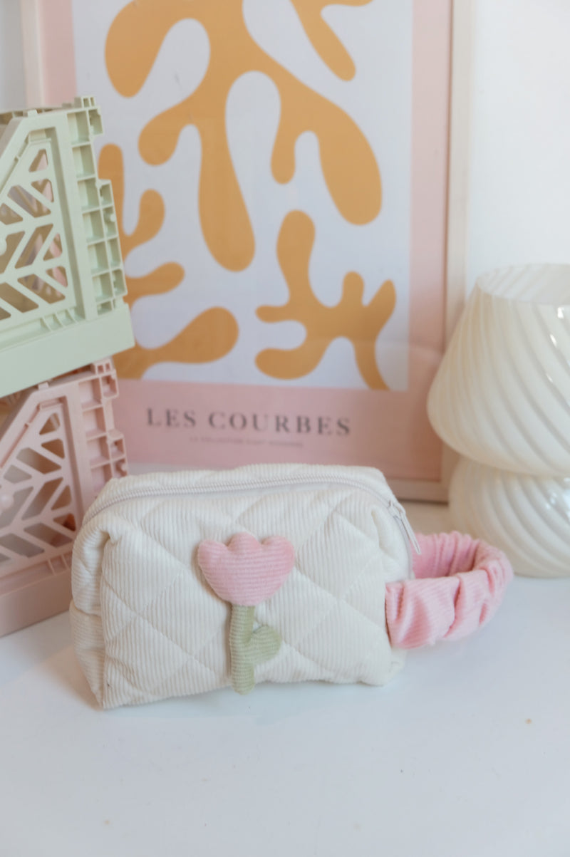 Tulip Flower Pastel Cord Beauty Bag - 3 colours available