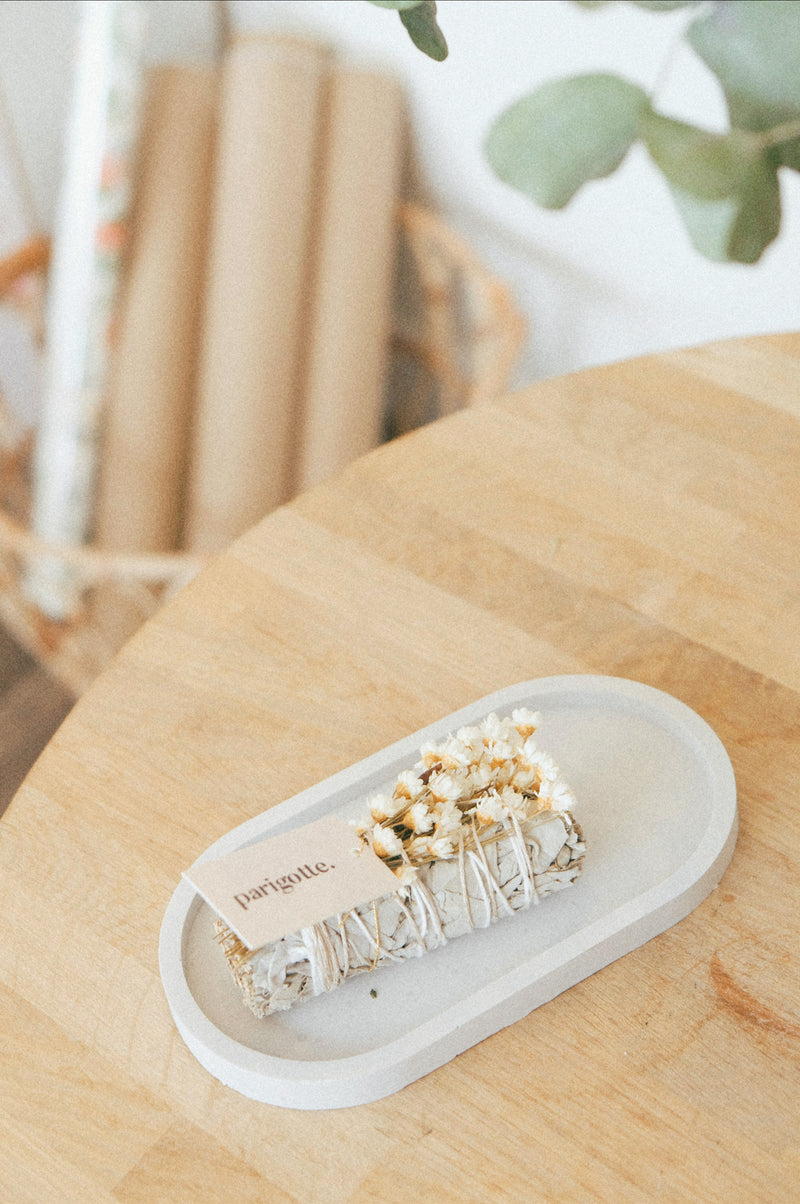 White Sage and White Dried Flowers Smudge Stick