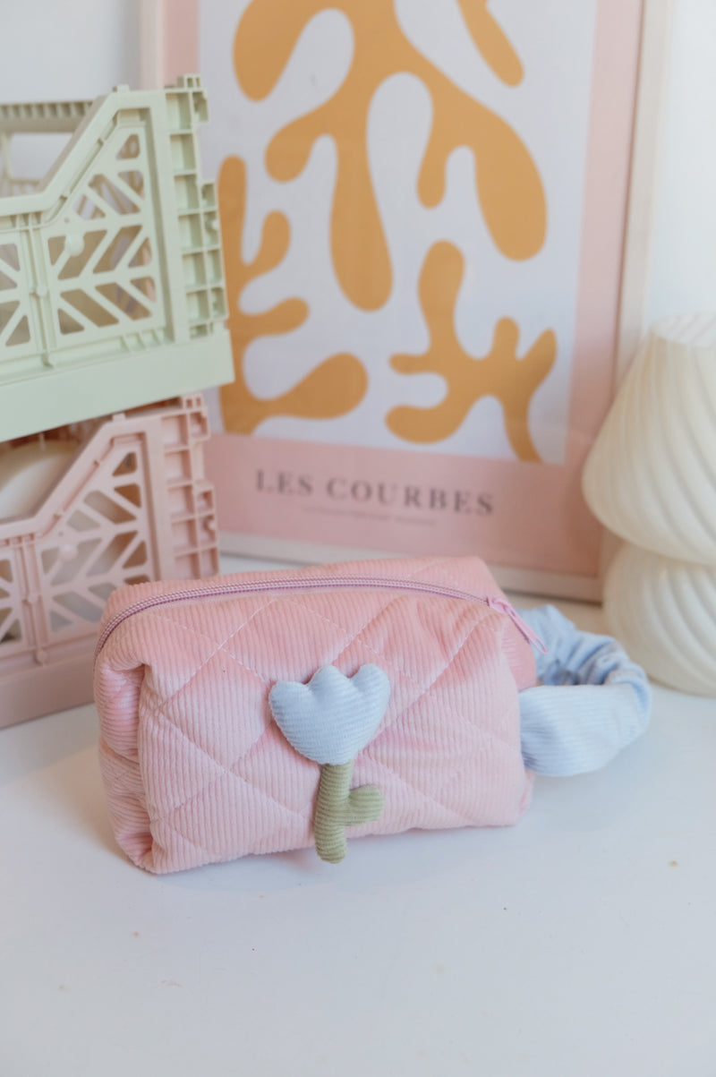 Tulip Flower Pastel Cord Beauty Bag - 3 colours available
