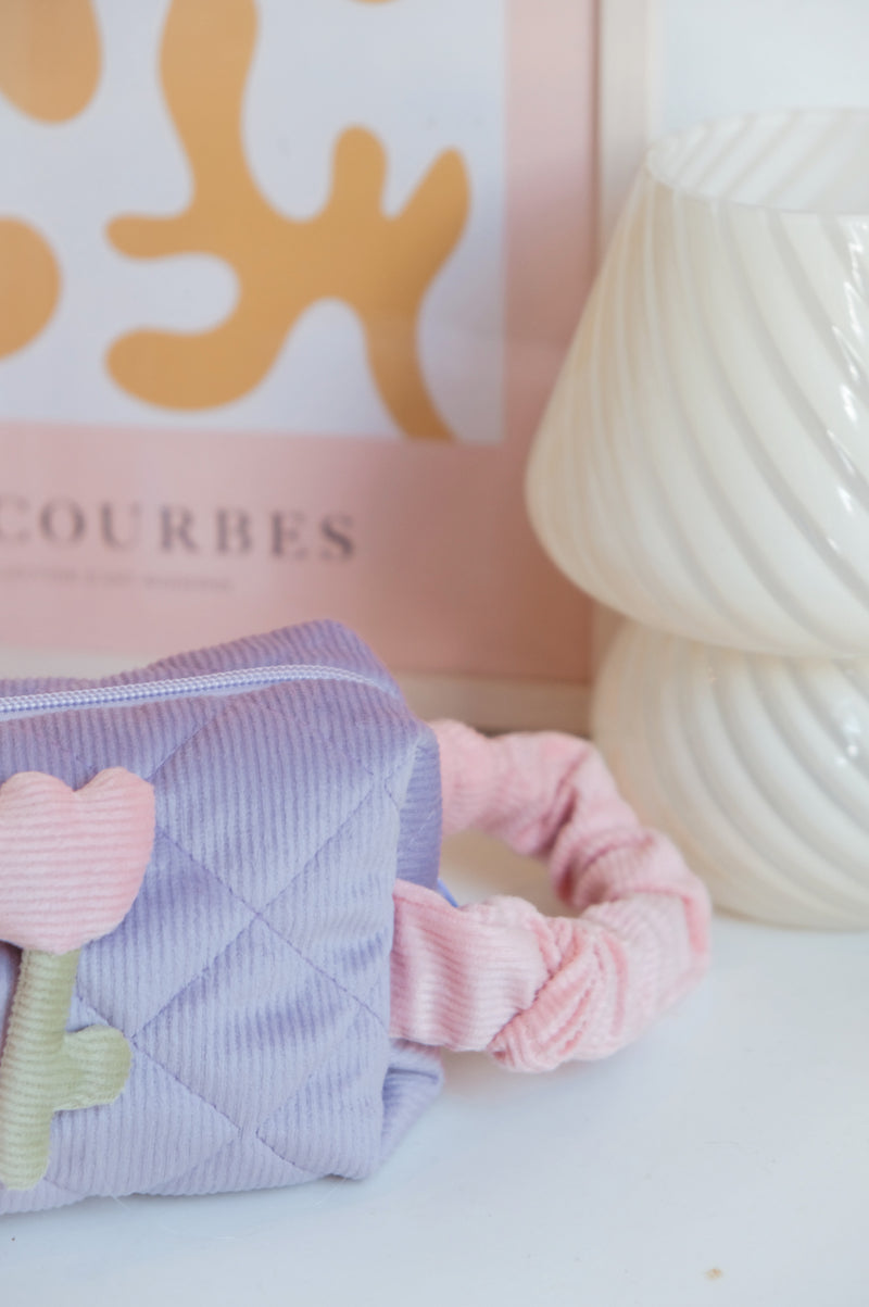 Tulip Flower Pastel Cord Beauty Bag - 3 colours available
