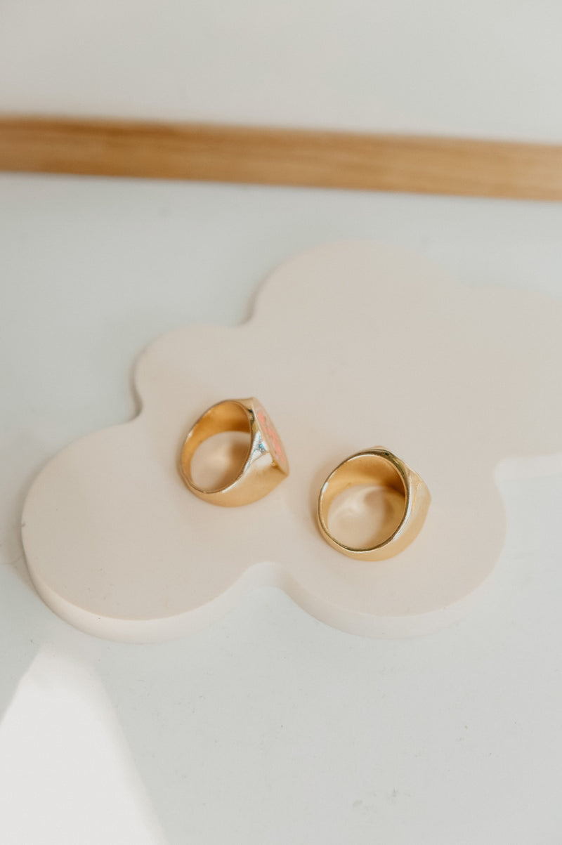 Andrea Mushroom Pink and Blue / Lilac Chunky Signet Ring