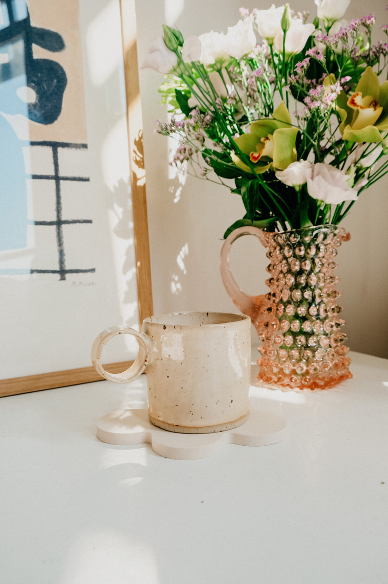 Saffi Handmade Round Handled Mug - Available In Blue Check, Speckled And Line