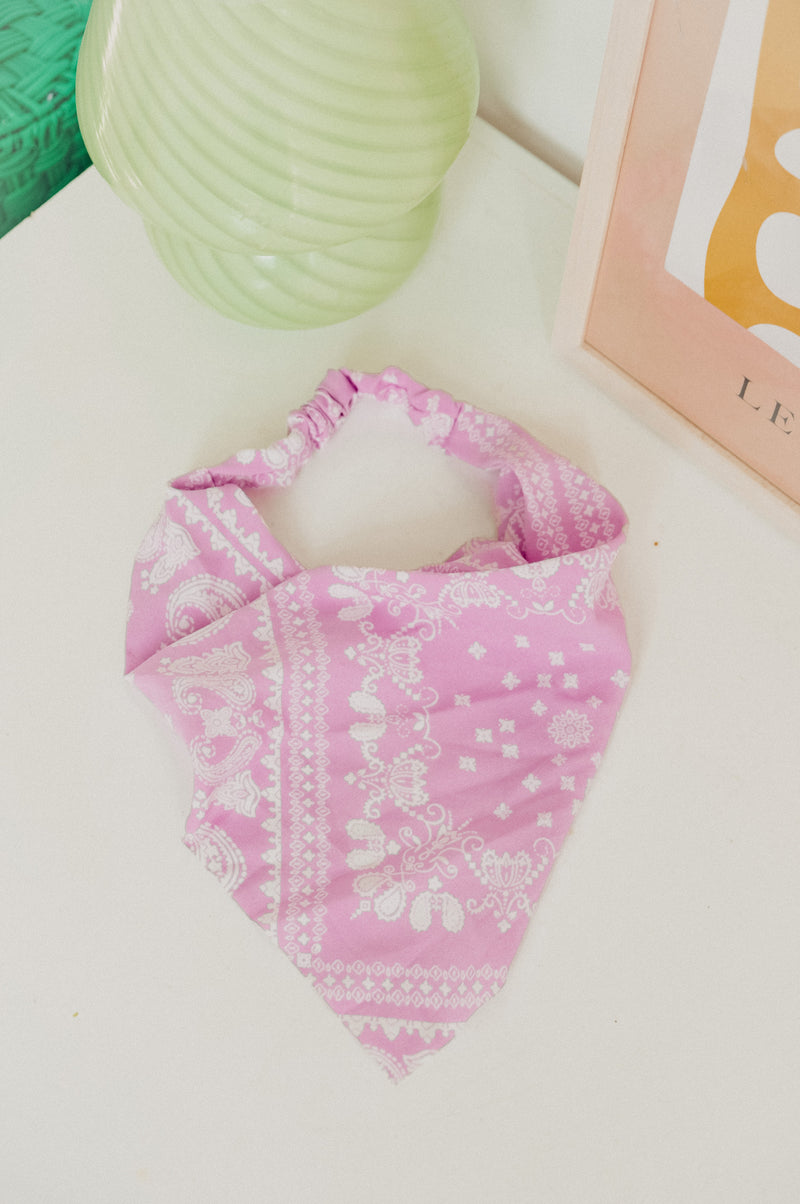Helene Paisley Lilac No-Tie Bandanna Scarf