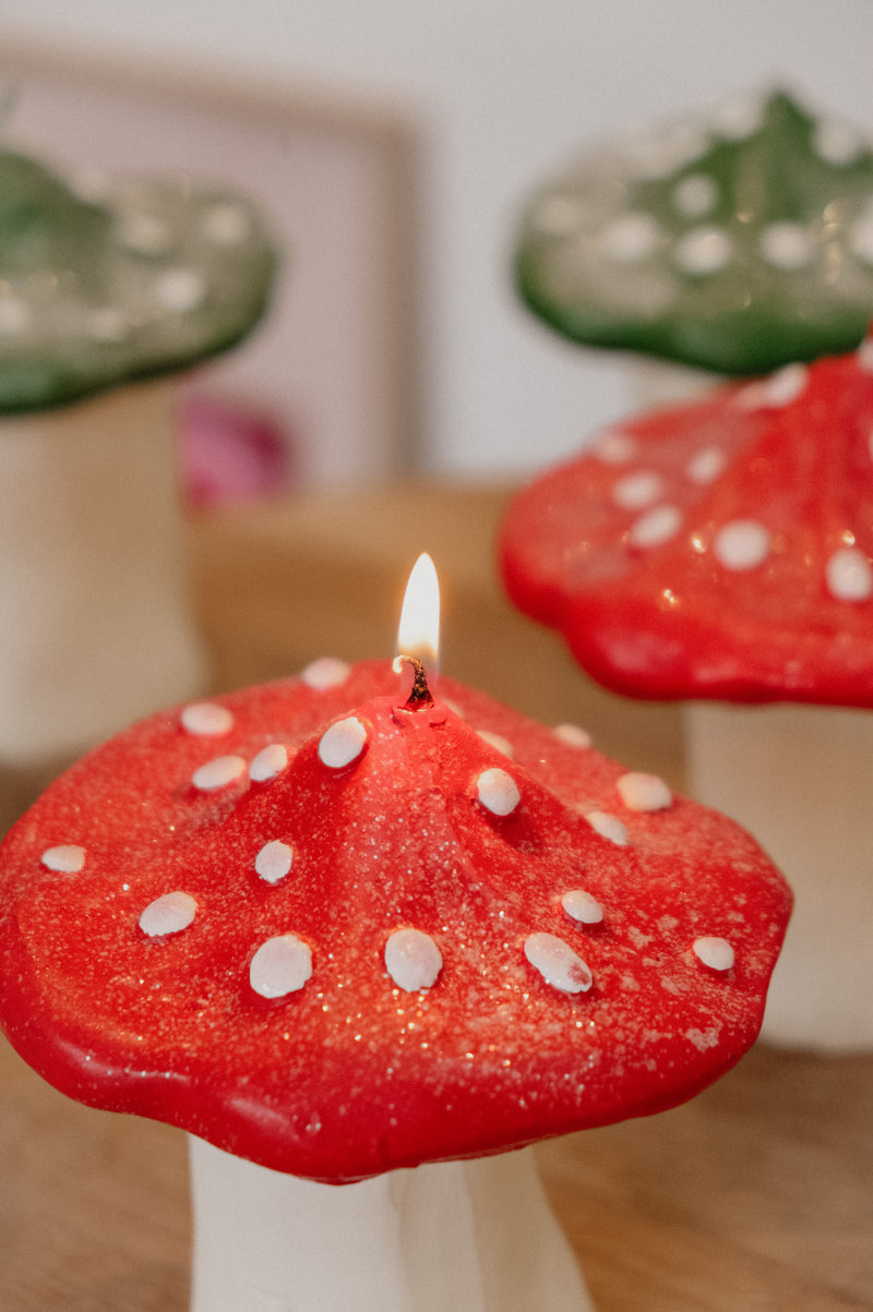 Mushroom Dots Wax Candle