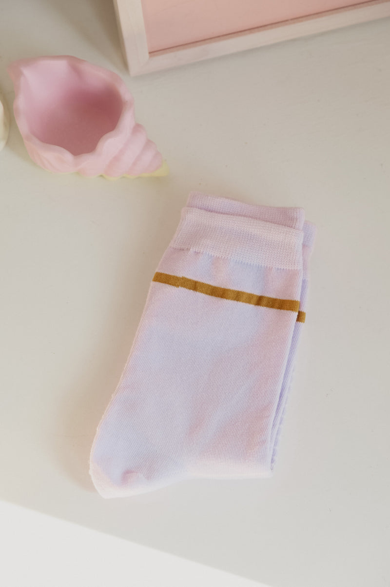 Alice Lilac and Mustard Stripe Ankle Socks