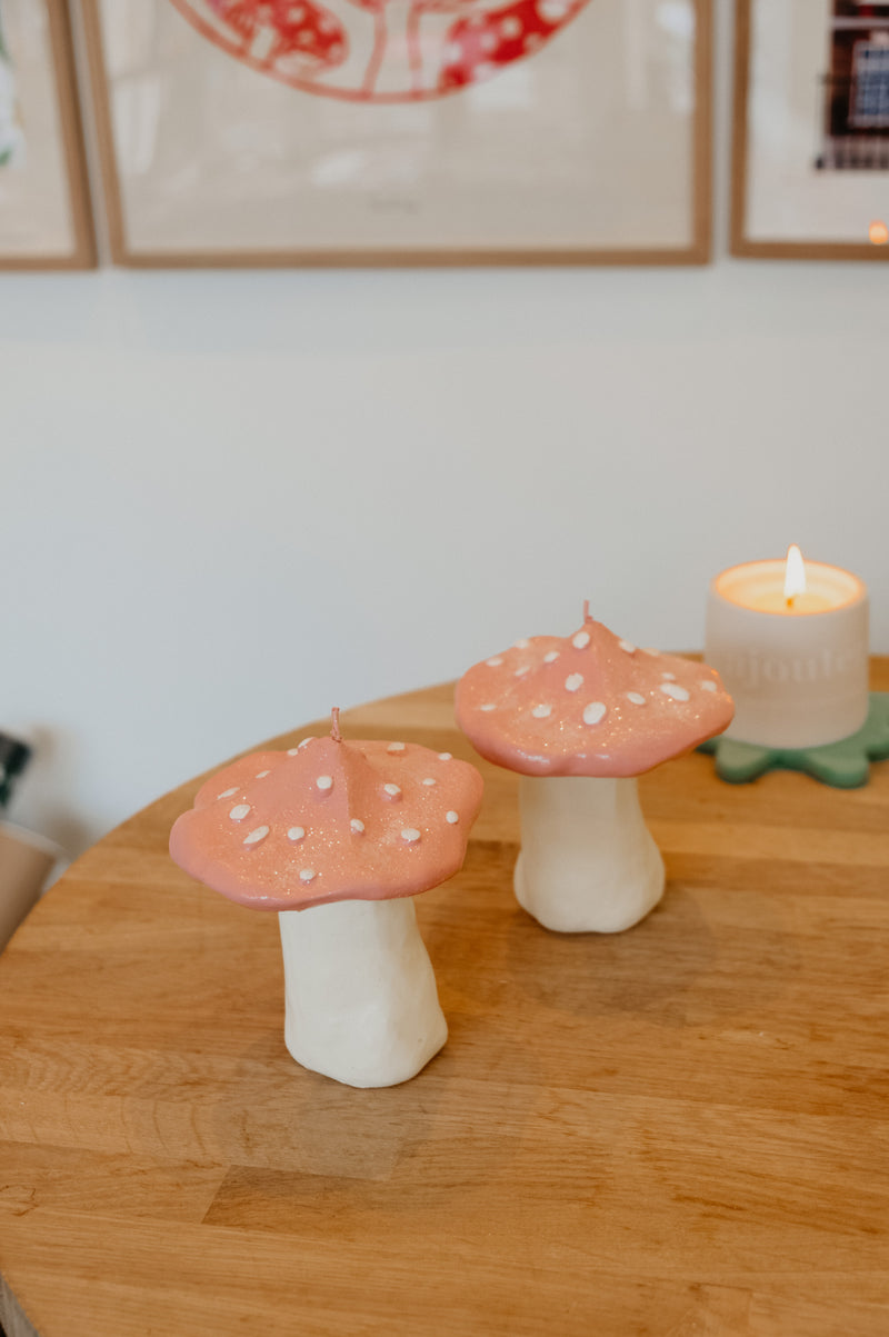 Mushroom Dots Wax Candle