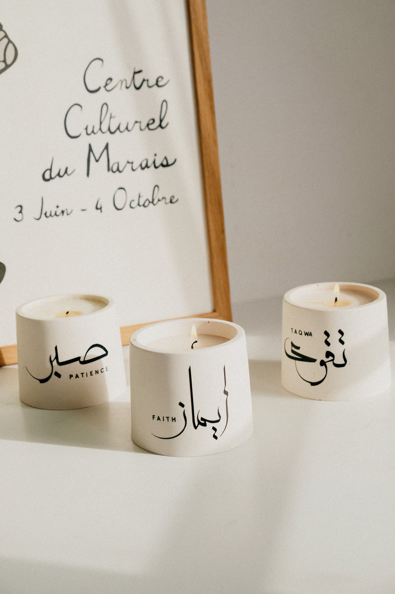 Eid Ramadan Arabic Patience, Taqwa and Faith Candles