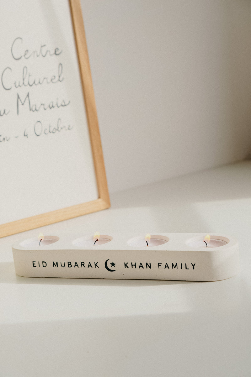 Ramadan / Eid Mubarak Personalised Stone Tealight Candle Holder