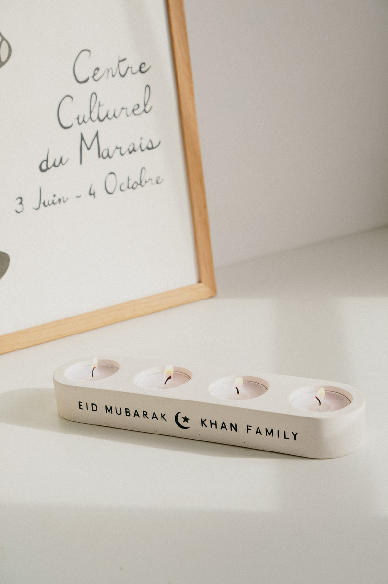 Ramadan / Eid Mubarak Personalised Stone Tealight Candle Holder