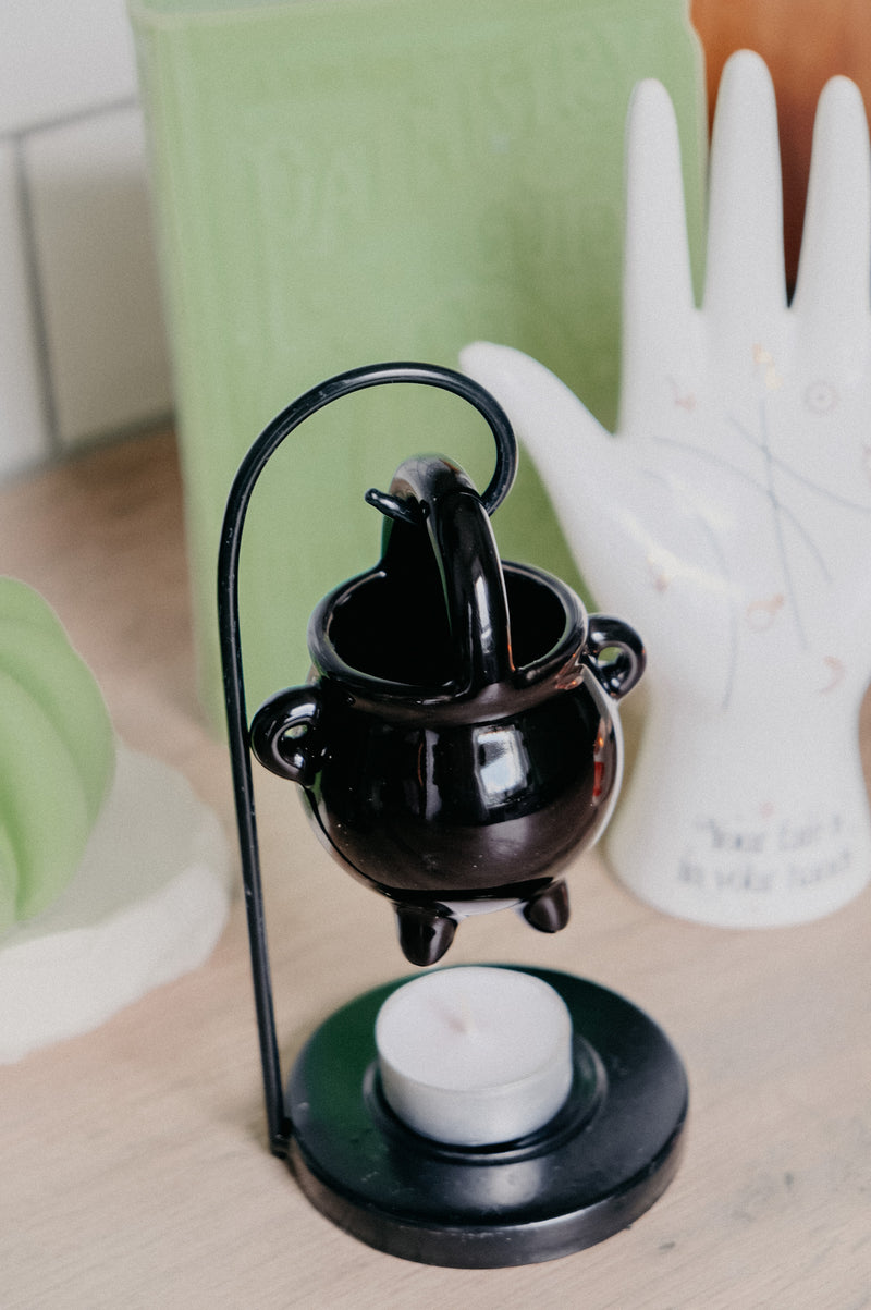 Cauldron Hanging Halloween Black Wax Melt Burner / Incense Cone Burner