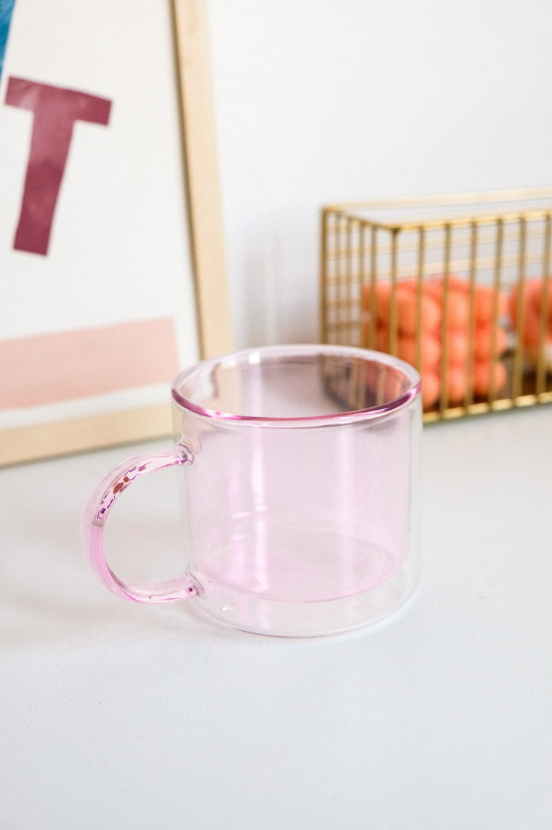 Monica Double Layered Mug - available in Green, Pink, Mustard, Teal, Clear and Grey